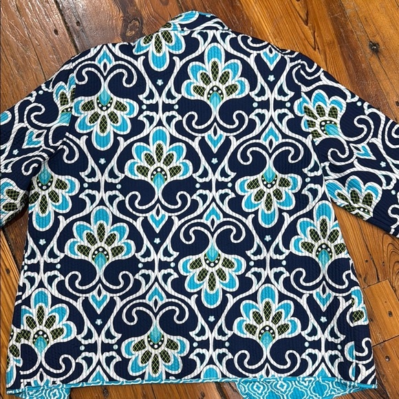 Alfred Dunner Reversible Vibrant Floral Light Jacket in Blue and White size 2XL - Picture 7 of 8